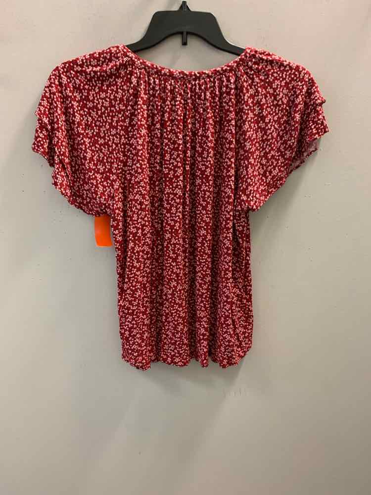 CHAPS Tops Size M RED/WHT/BLK Floral SHORT SLEEVES TOP