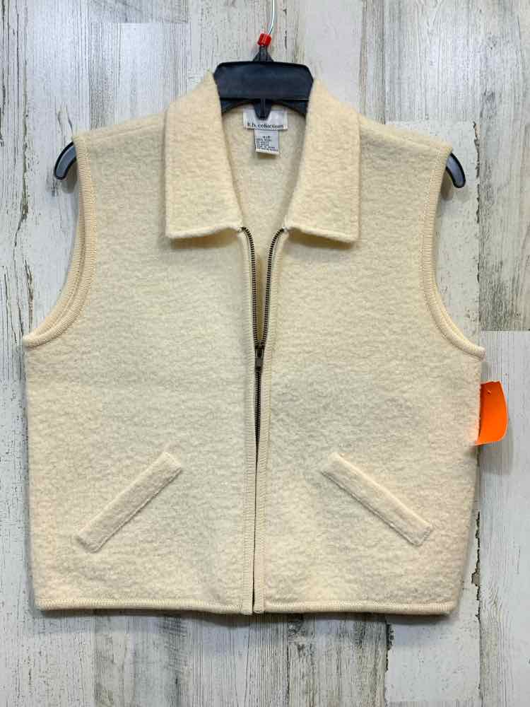 PRE-OWNED K. B. COLLECTIONS Tops Size S/P Cream/ZIP UP WOOL VEST