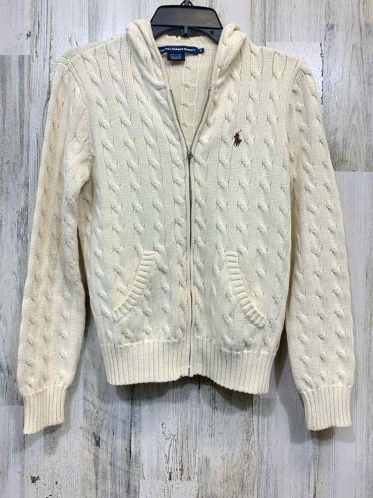 PRE-OWNED RALPH LAUREN SPORT Tops Size XL Cream CABLE ZIP UP Sweater/CREAM CABLE