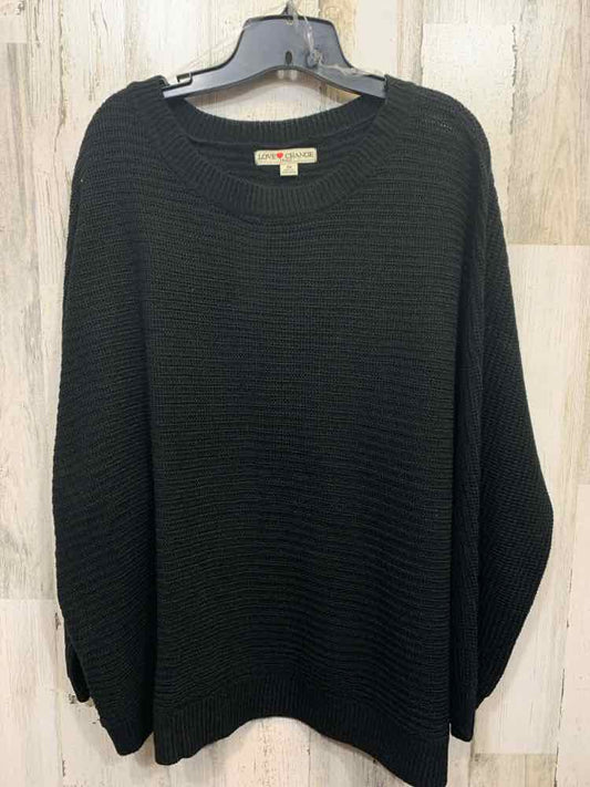 PRE-OWNED LOVE CHANGE PLUS SIZES Size 2X Black CABLE KNIT BAT SLEEVES TOP/BUTTON