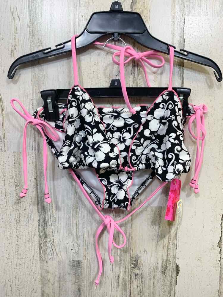 NWT XHILARATION/2PC Y2K STYLE HIBISCUS PRINT STRING BIKINI