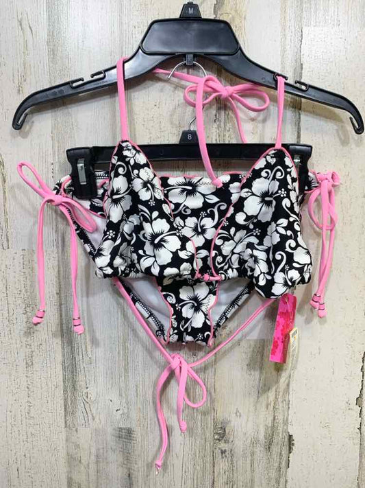 NWT XHILARATION/2PC Y2K STYLE HIBISCUS PRINT STRING BIKINI
