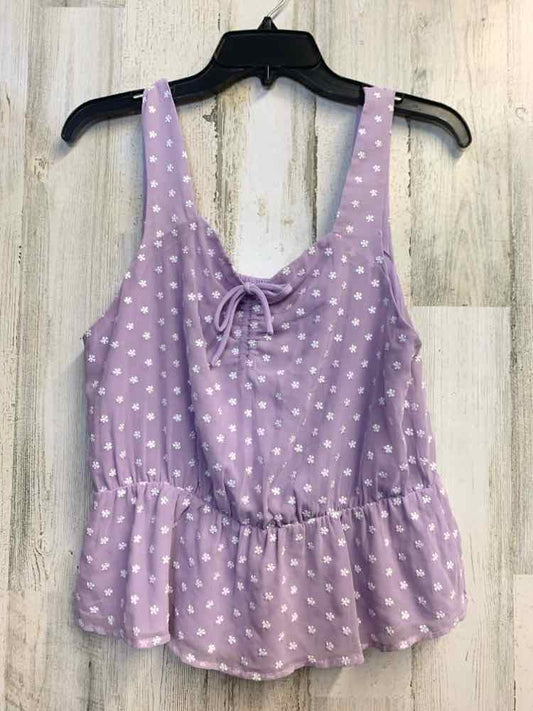 MIAMI Tops Size L LAV/WHT FLOWERS SLEEVELESS TOP
