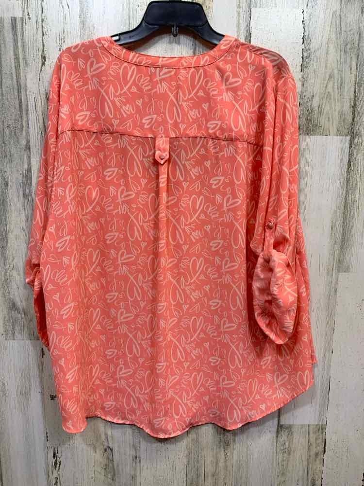 PRE-OWNED TORRID Tops Size 3 PINK/LIGHT PINK HEARTS 3/4 LENGTH Blouse/HEART PATT