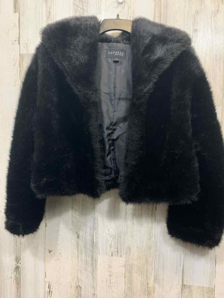 PRE-OWNED EXPRESS JACKETS / COATS Size M Black FAUX FUR JACKET Jacket (Outdoor)
