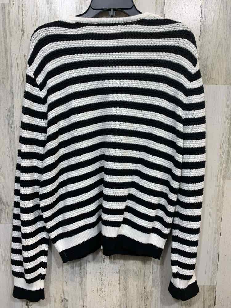 PRE-OWNED LILLUSORY Size XL Tops BLK/WHT BUTTON UP STRIPES Cardigan