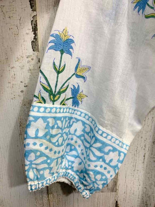 NWT ZZ Dresses and Skirts Size M WHITE/LT BLUE Floral SUNDRESS Dress/LONG SLEEVE