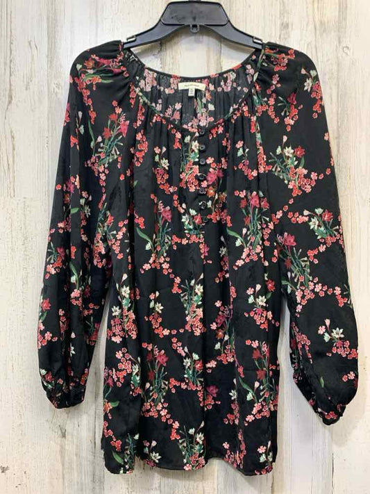 MAX STUDIO Tops Size XL BLK/PINK Floral LONG SLEEVES TOP