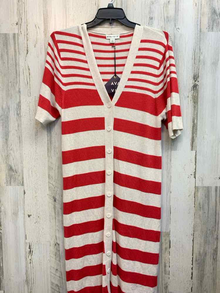 NWT AVA & VIV Dresses and Skirts Size PLUS RED/WHITE Stripe SWEATER DRESS Dress/