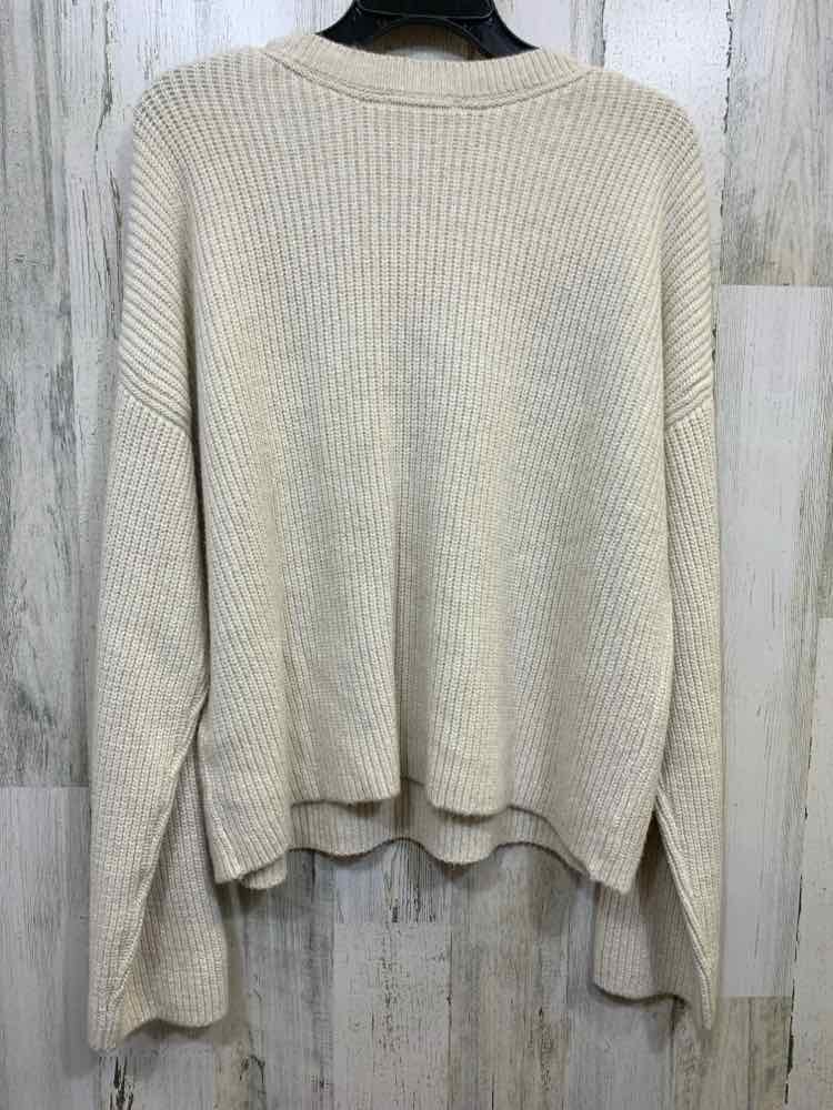 NWT ON 34TH Size L Tops Beige RIB KNIT LONG SLEEVE/SCOOP NECKLINE SWEATER