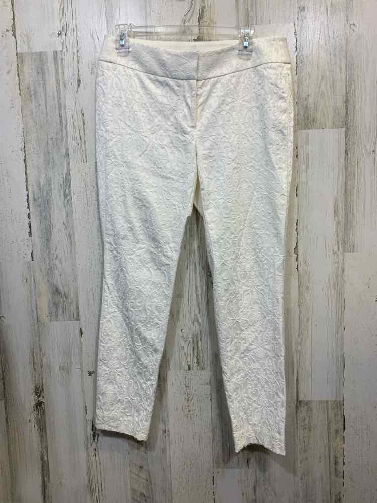 PRE-OWNED Size 4 LOFT BOTTOMS White Paisley STRAIGHT Pants/WHITE/CREAM PAISLEY P