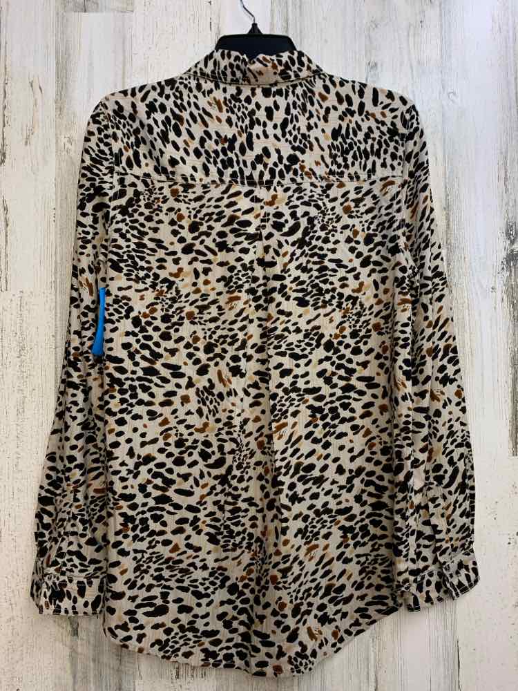 NWT BEACHLUNCHLOUNGE Tops Size XL Brown Animal Print LONG SLEEVES TOP/BUTTON UP