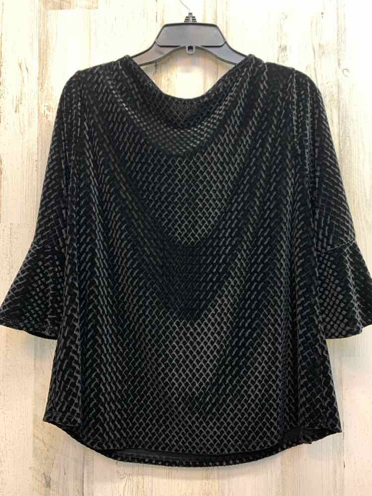 APT. 9 Tops Size XL Black Velour DIAMOND 3/4 LENGTH TOP