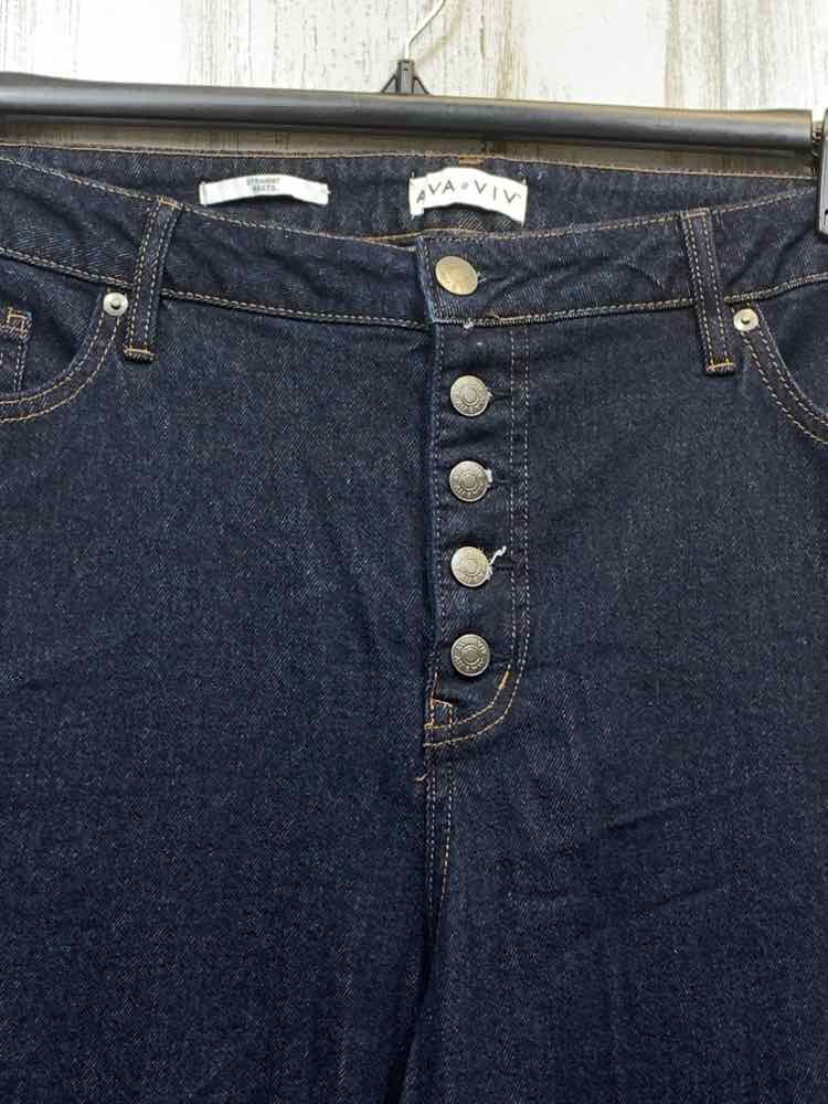 NWT Size 22 AVA VIV PLUS SIZES Navy Denim/HIGH-RISE CROPPED JEANS