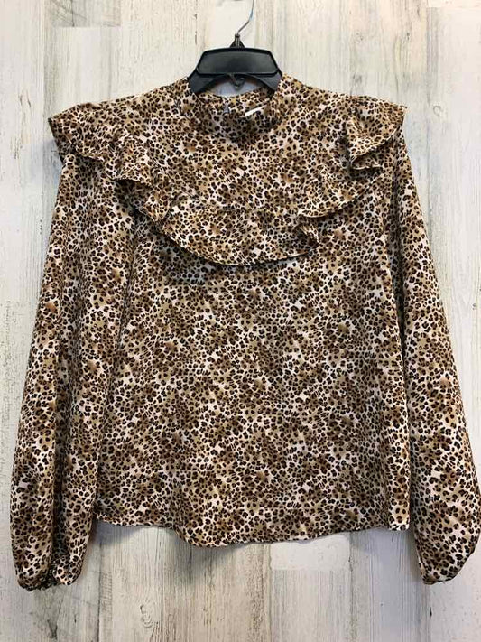 TOPSHOP Tops Size 4 TAN/WHT/BLK LEOPARD LONG SLEEVES TOP