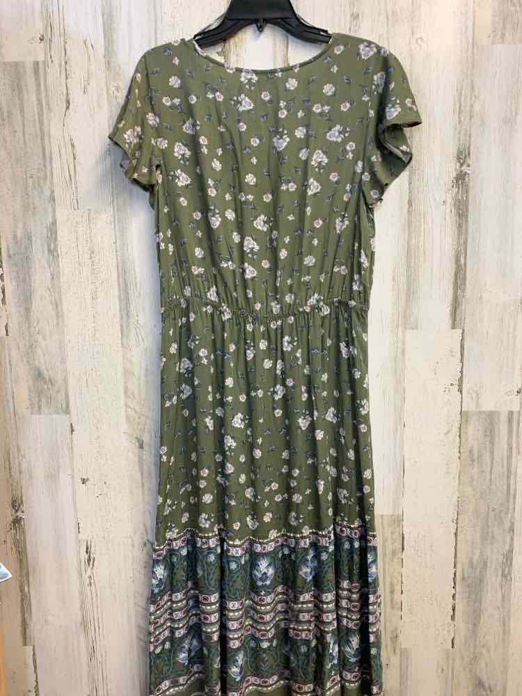 LUCKY BRAND Dresses and Skirts Size L OLIVE/ BLU/CRM FLOWERS LONG Dress