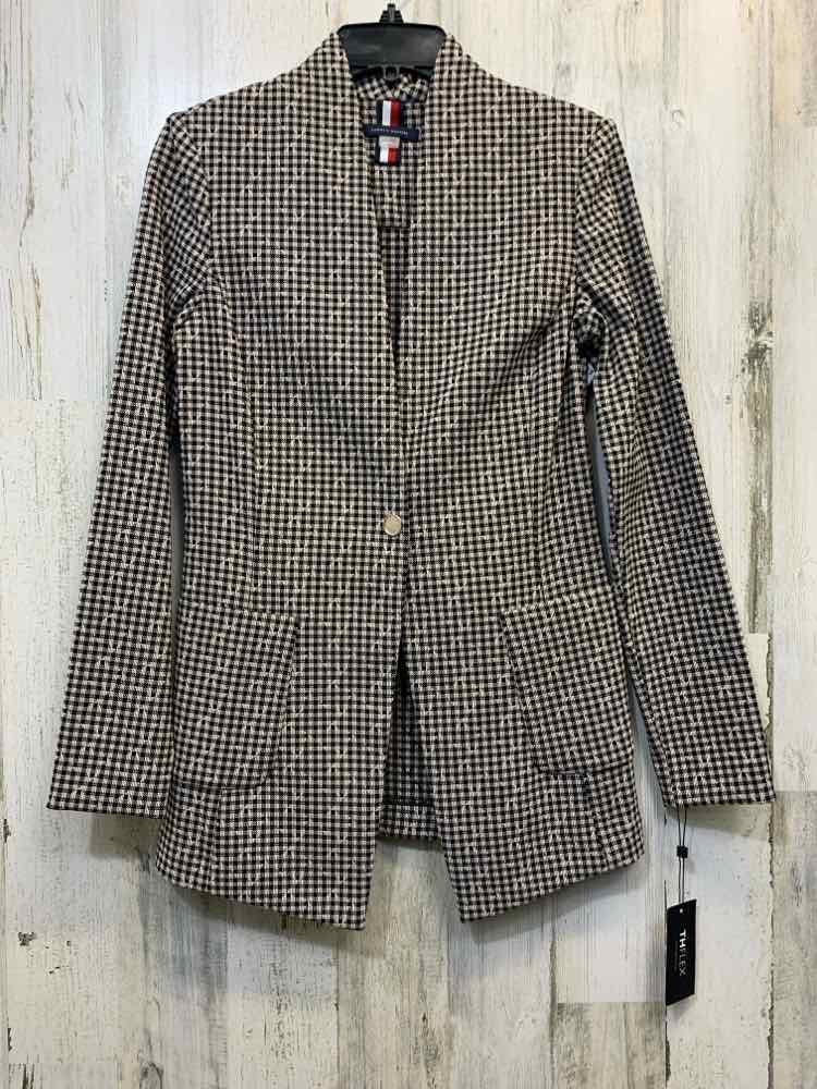 NWT TOMMY HILFIGER Tops Size 2 BLK/TAN/WHT SQUARE LONG SLEEVES Blazer