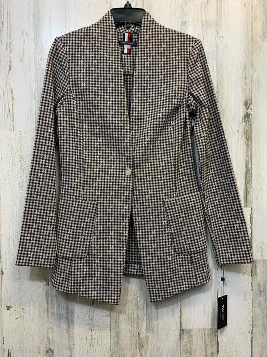 NWT TOMMY HILFIGER Tops Size 2 BLK/TAN/WHT SQUARE LONG SLEEVES Blazer