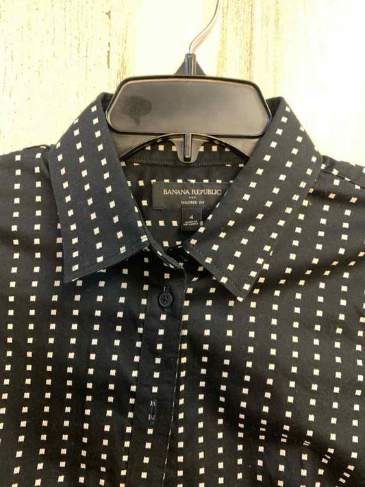 PRE-OWNED BANANA REPUBLIC Tops Size S BLK/WHT SQUARE LONG SLEEVES TOP/BUTTON UP