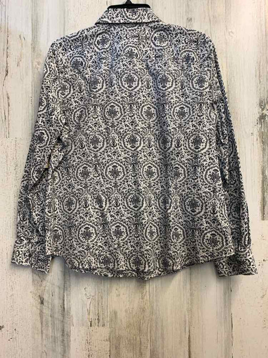 PRE-OWNED TALBOTS Tops Size 14P BLACK/WHITE Paisley LONG SLEEVES TOP/LONG SLEEVE