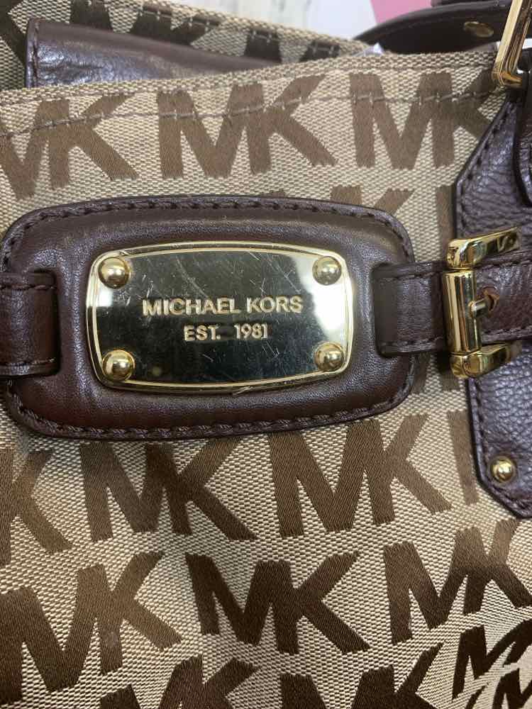 PRE-OWNED MICHAEL KORS LGT BRWN/DRK BRWN Handbag/LIGHT BROWN/DARK BROWN MONO GRA