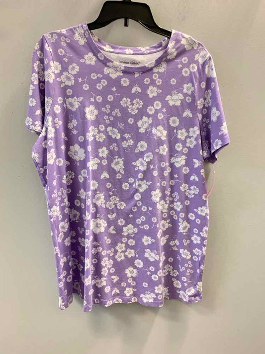 Size 18/20 WOMAN WITHIN LAV/WHT Floral SHORT SLEEVES TOP