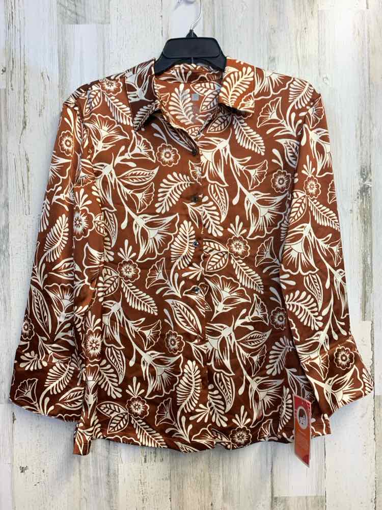 NWT TARGET Tops Size L BROWN/TAN Floral LONG SLEEVES TOP