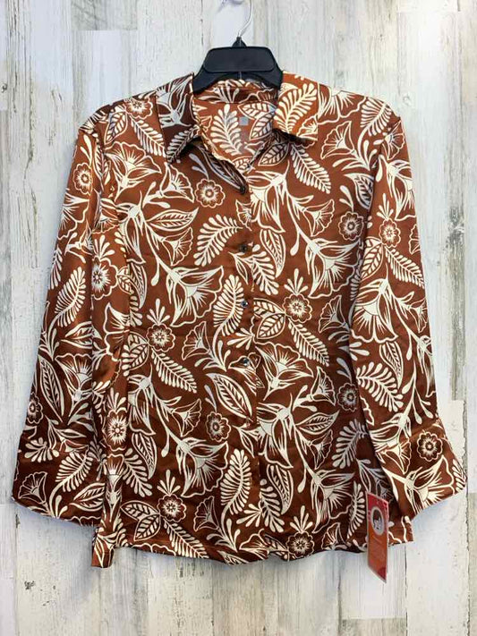 NWT TARGET Tops Size L BROWN/TAN Floral LONG SLEEVES TOP