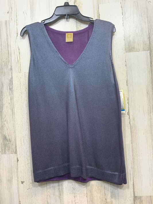 PRE-OWNED ANNE KLEIN Tops Size XL DARK BLUE KNIT VEST Blouse/DARK BLUE/DARK PURP