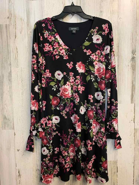 KAREN KANE Dresses and Skirts Size L BLK/PINK Floral LONG SLEEVES Dress