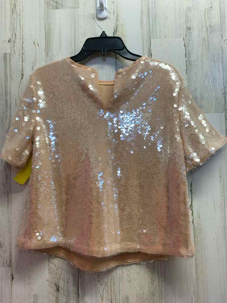 PRE-OWNED LOFT Tops Size L Tan Sequined SEQUINED SHORT SLEEVES Blouse/TAUPE TANK