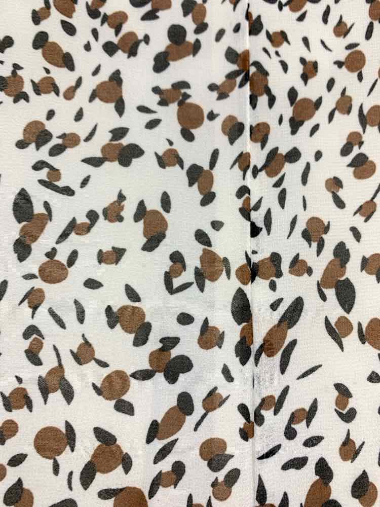 PRE-OWNED MISS SPARKLING/ABSTRACT SPOTTED PRINT 3/4 SLEEVE RUFFLE NECK