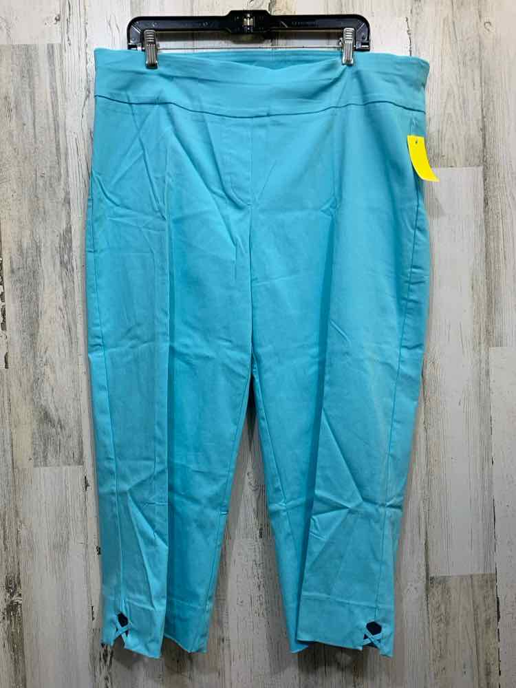PRE-OWNED Size 18W RUBY RD BOTTOMS AQUA Solid CAPRI Pants