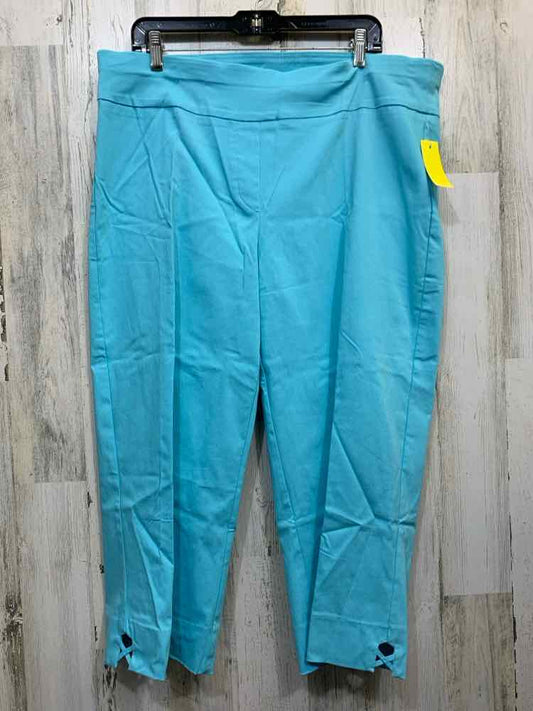 PRE-OWNED Size 18W RUBY RD BOTTOMS AQUA Solid CAPRI Pants