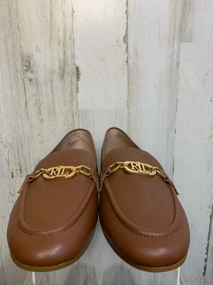 NWT Ralph Lauren SHOES 10 Brown Shoes/FALTS W/GOLD EMBLEM