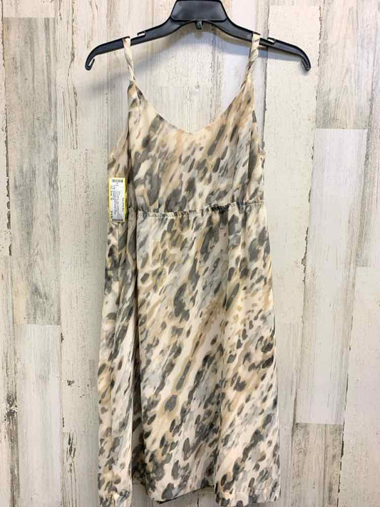 PRE-OWNED COVINGTON Tops Size 10 TAN/WHITE/BLACK CHEETAH SPAGHETTI STRAP Dress/S