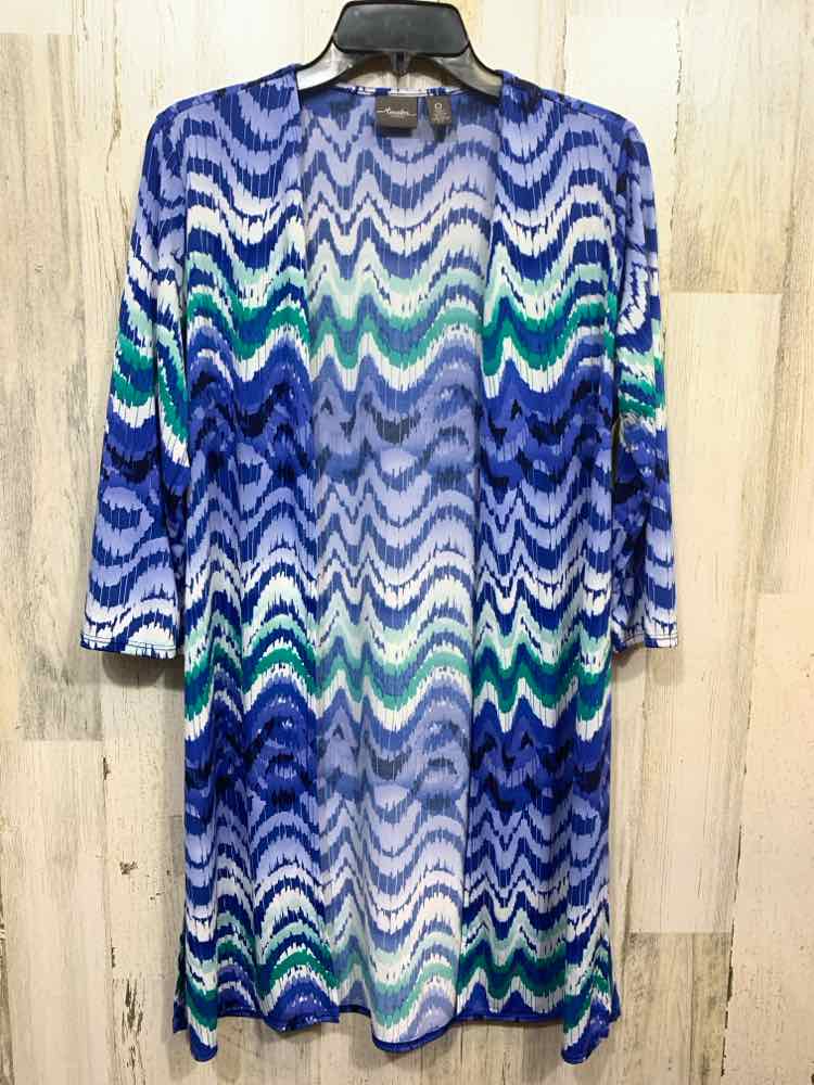 PRE-OWNED TRAVELERS BY CHICO'S/3/4 SLEEVE STRETCH TUNIC-LENGTH CARDIGAN