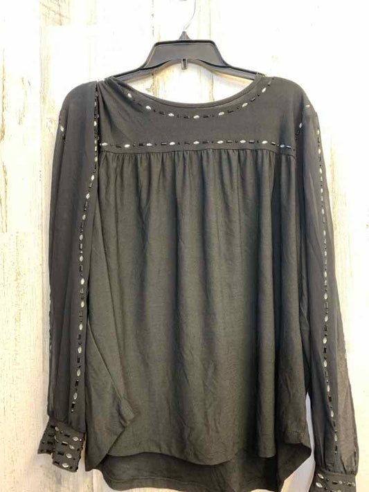 BELLDINI PLUS SIZES Size 2X Black SHEER LONG SLEEVES TOP