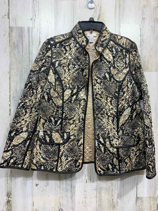 CHICO'S/SNAKESKIN PRINT SILKY QUILTED JACKET