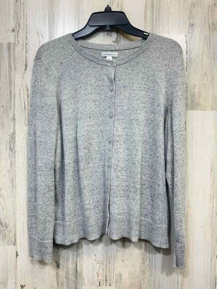 PRE-OWNED CROFT & BARROW Tops Size XL GRAY/BLACK SPECKS BUTTON UP Sweater/GAY/BL