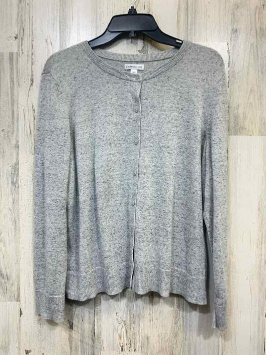 PRE-OWNED CROFT & BARROW Tops Size XL GRAY/BLACK SPECKS BUTTON UP Sweater/GAY/BL