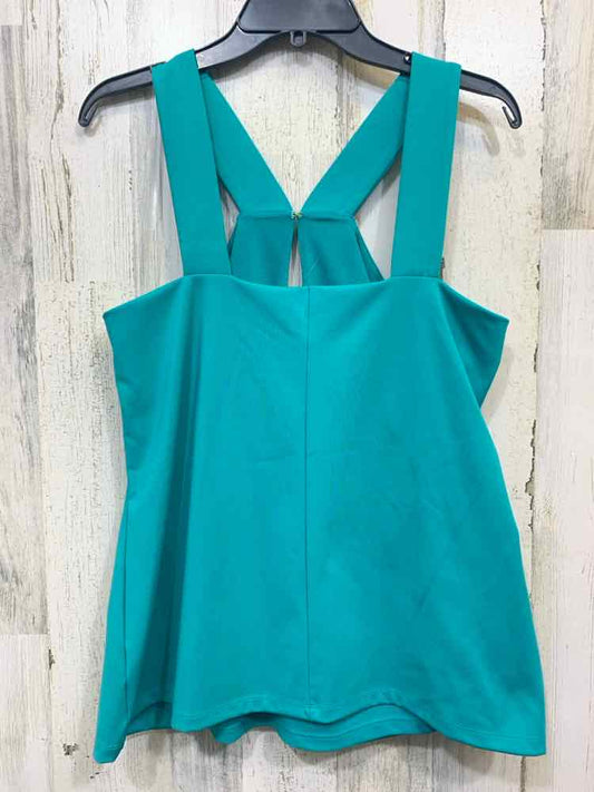 PRE-OWNED INC Tops Size XXL TEAL/GOLD Solid PLUNGING TOP/TEAL COLORED W/ GOLD ST
