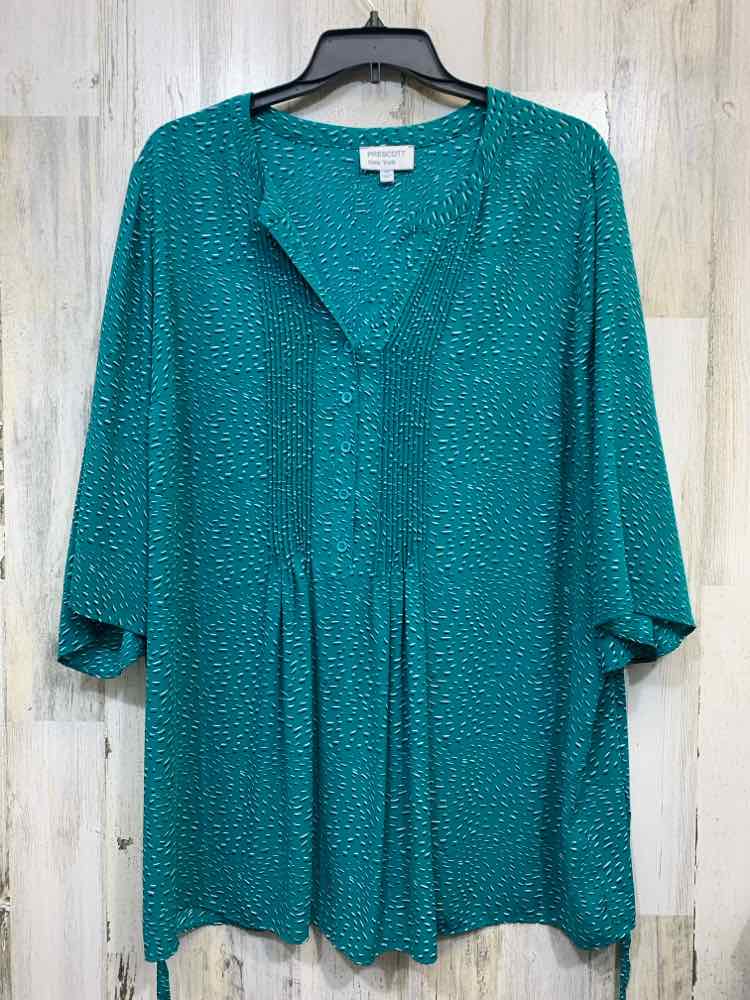 PRE-OWNED PRESCOTT PLUS SIZES Size 3X GREEN/BLACK/WHITE DASHES 3/4 SLEEVE