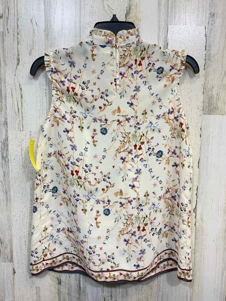 PRE-OWNED MAX STUDIO Tops Size XS CRM/RED/BLU Floral SLEEVELESS Blouse