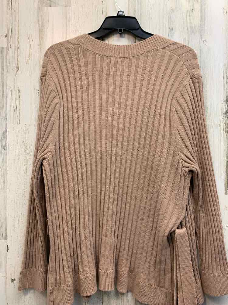 NWT AVA & VIV PLUS SIZES Size 3X Brown RIBBED CARDIGAN Cardigan