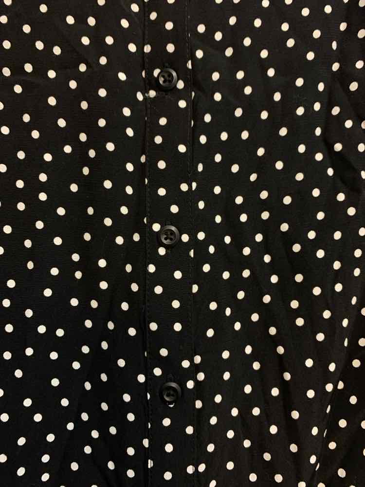 NWT ON 34TH PLUS SIZES Size 2X BLK/WHITE Polka Dot LONG SLEEVES TOP/BUTTON UP