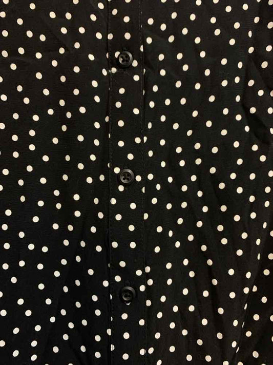 NWT ON 34TH PLUS SIZES Size 2X BLK/WHITE Polka Dot LONG SLEEVES TOP/BUTTON UP