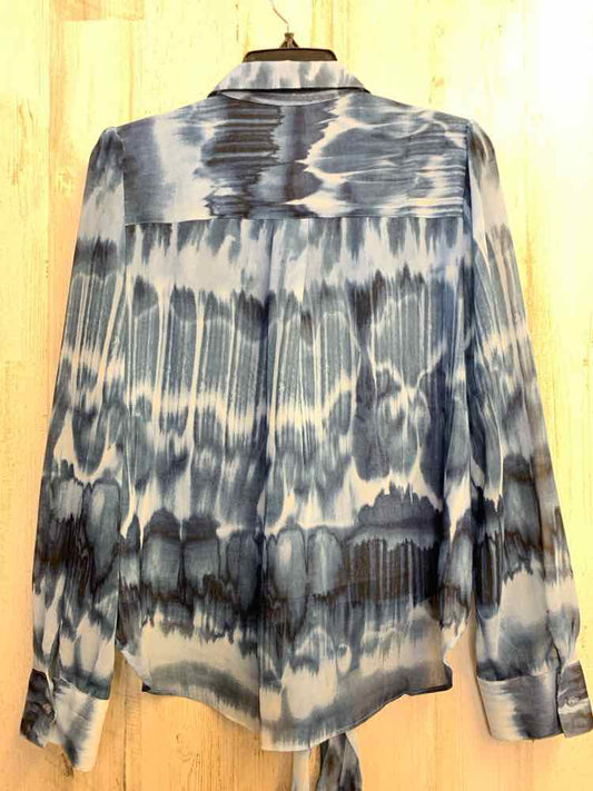 NWT CALVIN KLEIN Tops Size M Blue SHEER TIE DYE LONG SLEEVES Shirt
