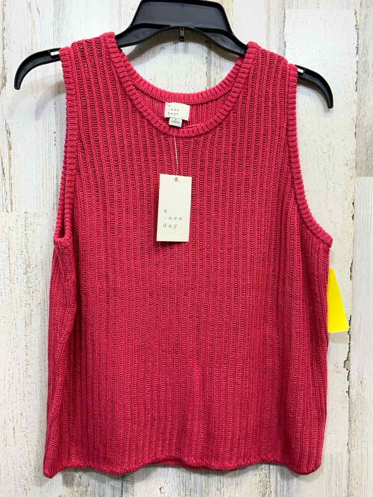 NWT A NEW DAY Tops Size L Red KNIT SLEEVELESS Blouse