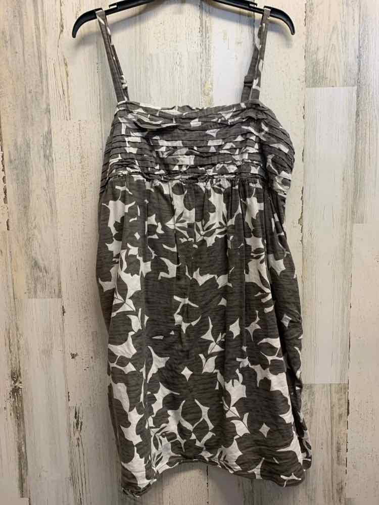 PRE-OWNED OLD NAVY Dresses and Skirts Size XL GRAY/WHITE Floral TANK DRESS Dress